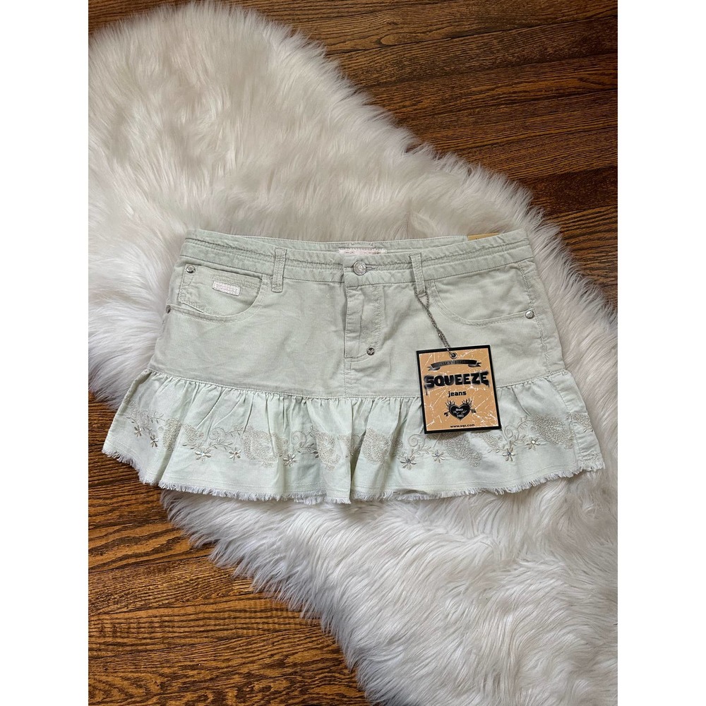 Rare NWT Vintage Y2K Squeeze Jeans Corduroy Mini Skirt